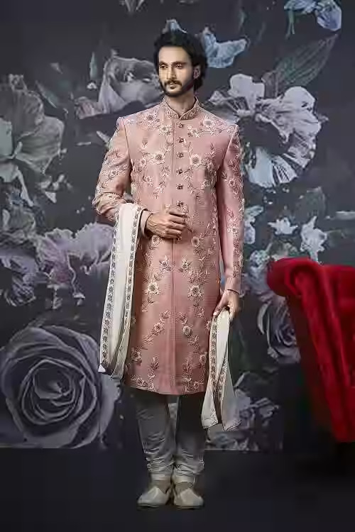 Embroidered Pink Sherwani