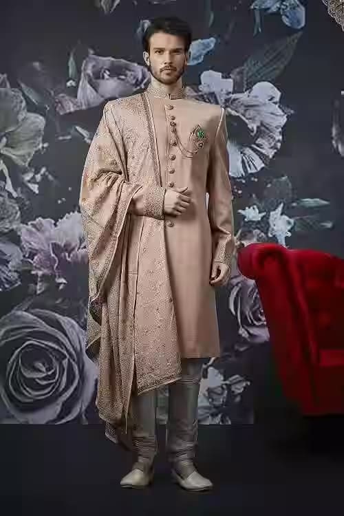 Beige Sherwani Set