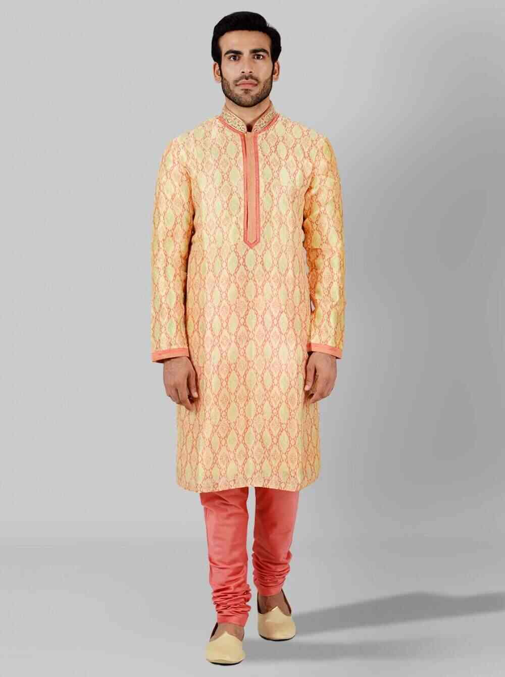 Peach Embroidered Kurta Set