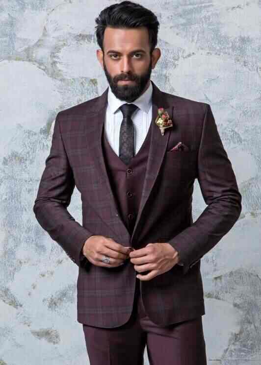Elegant Burgundy Three-Piece Suit
