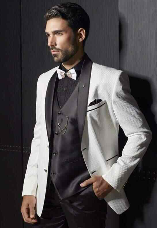 Elegant White and Black Men's Suit
