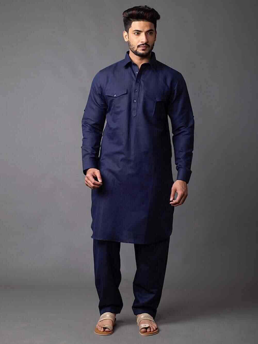 Men's Navy Blue Shalwar Kameez