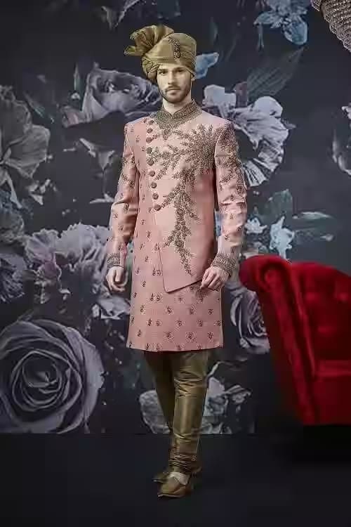 Embroidered Pink Sherwani Set