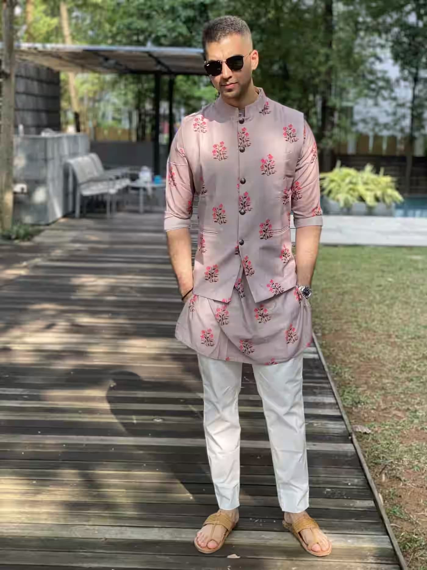 Men’s Floral Printed Kurta Set