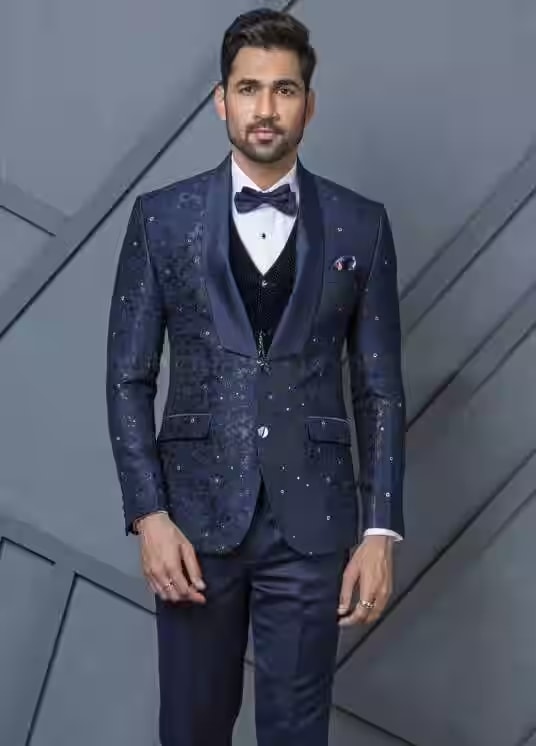 Elegant Navy Blue Tuxedo Suit