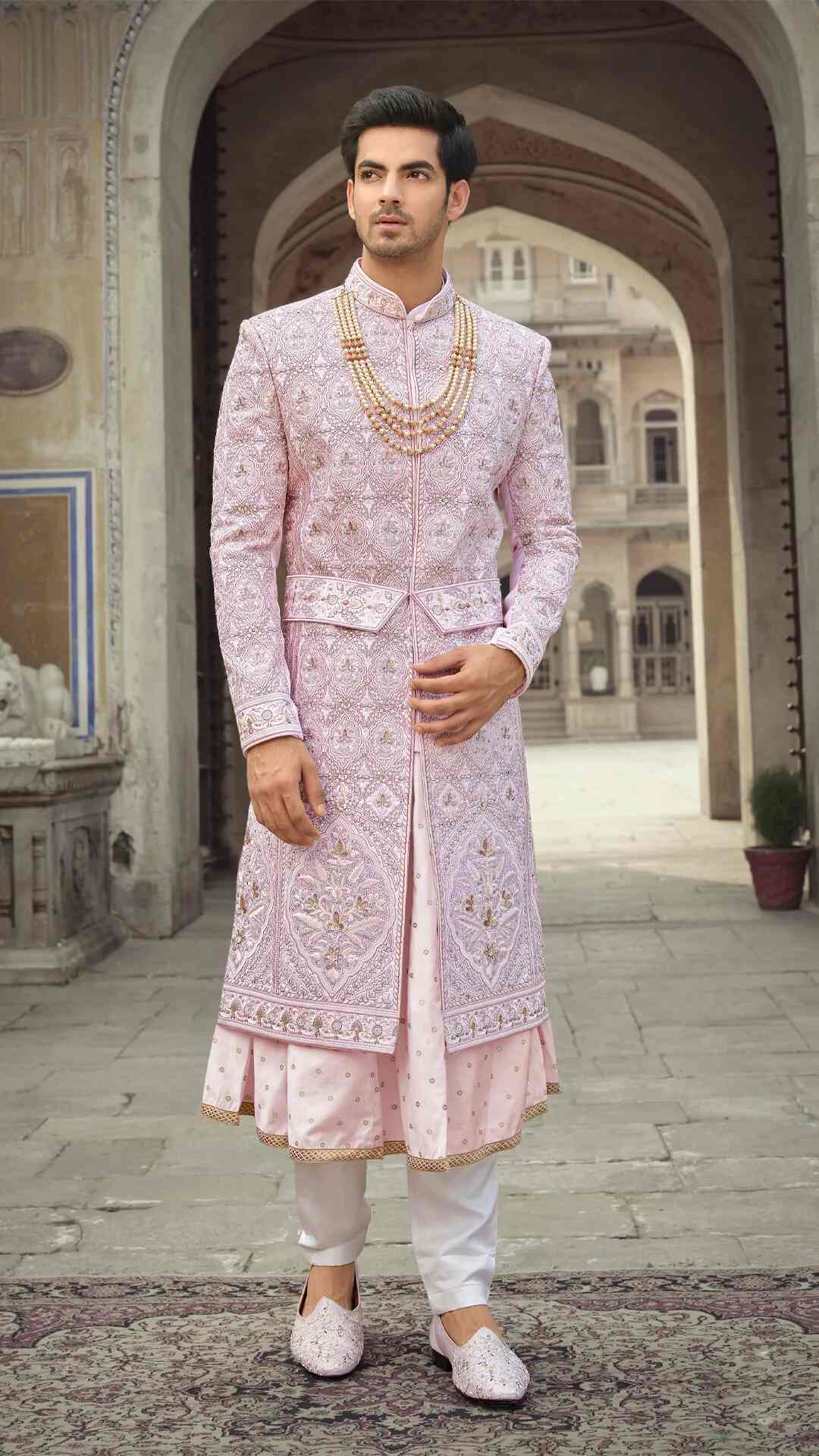 Embroidered Pink Sherwani