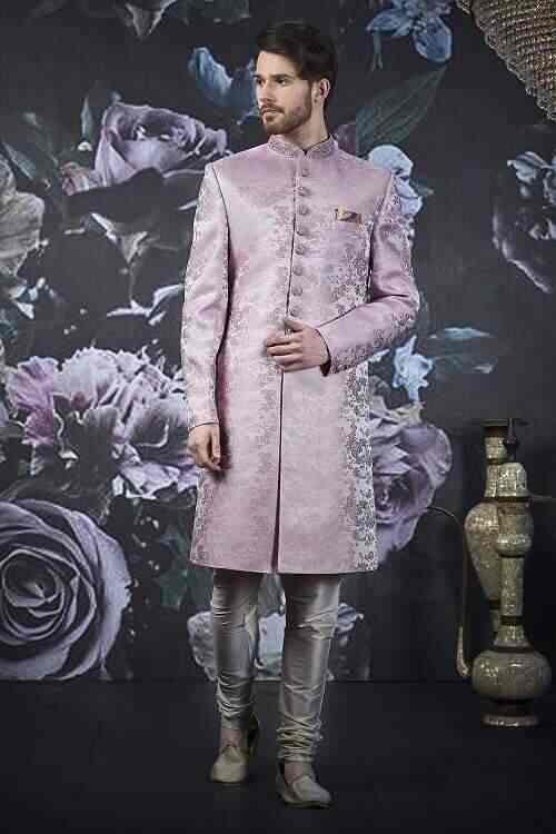 Men's Pink Embroidered Sherwani