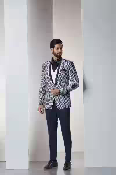 Geometric Pattern Men's Suit