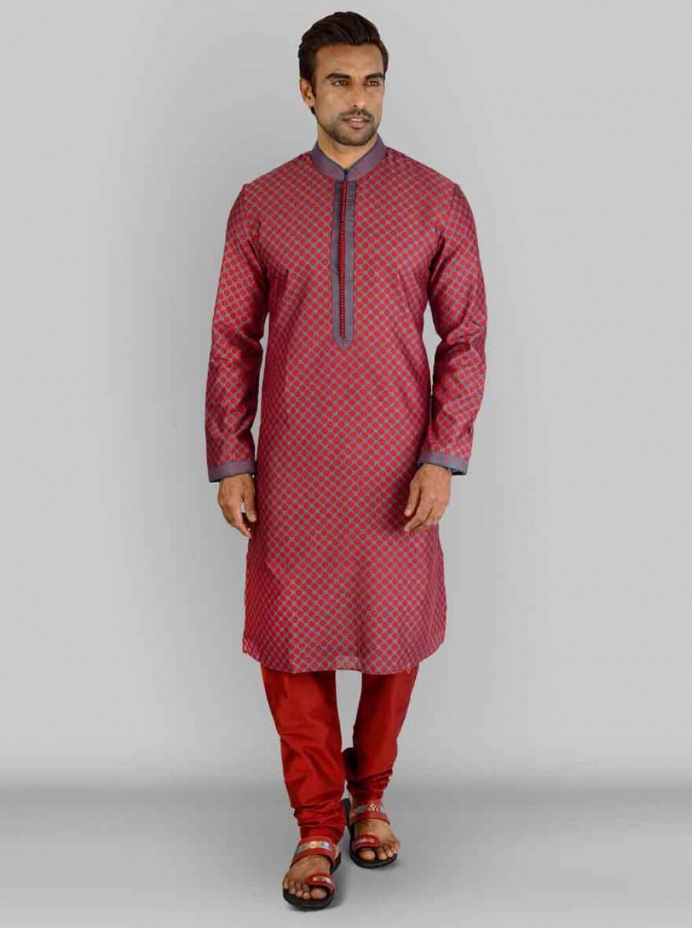 Men's Red Kurta Set