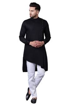 Men's Black Asymmetrical Kurta Set