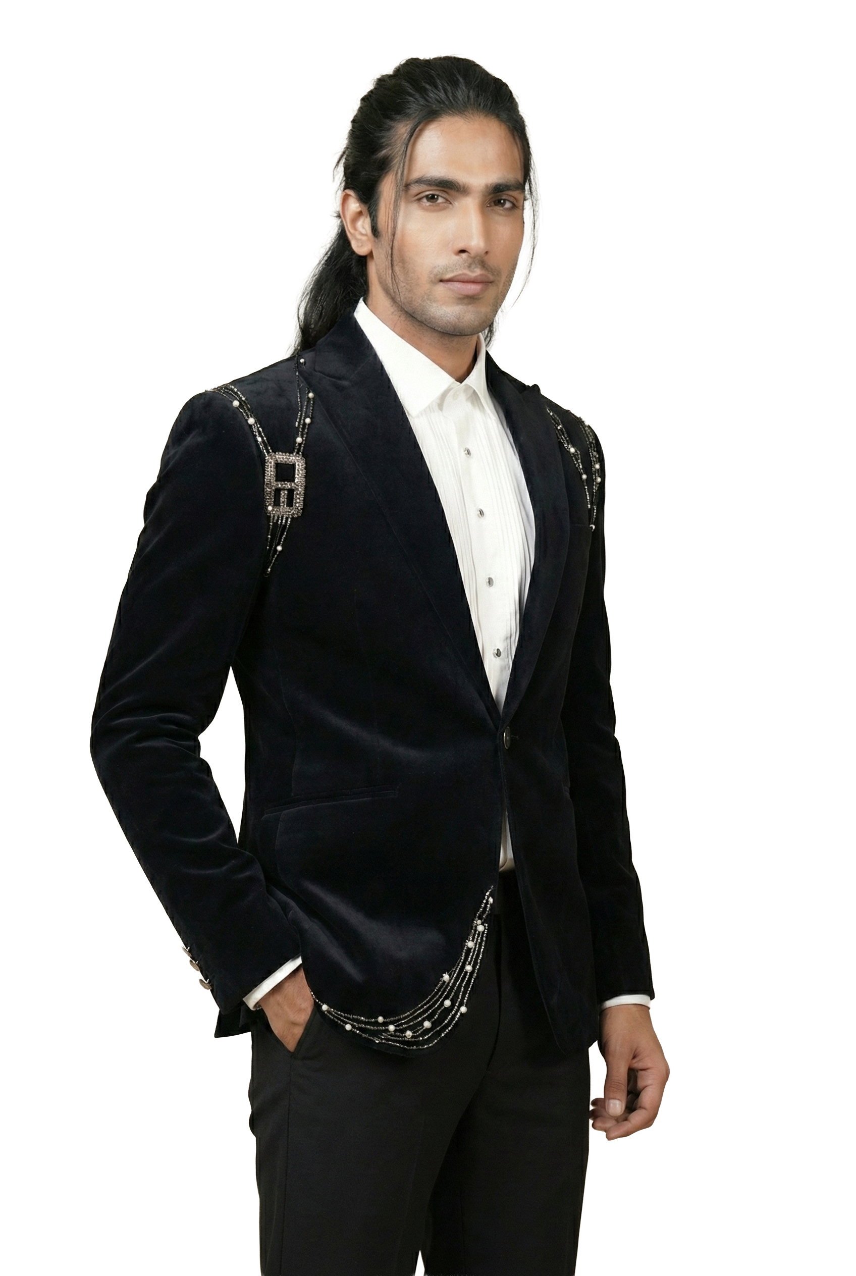 Men's Black Velvet Blazer