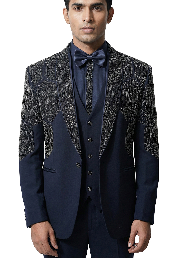 Elegant navy patterned blazer