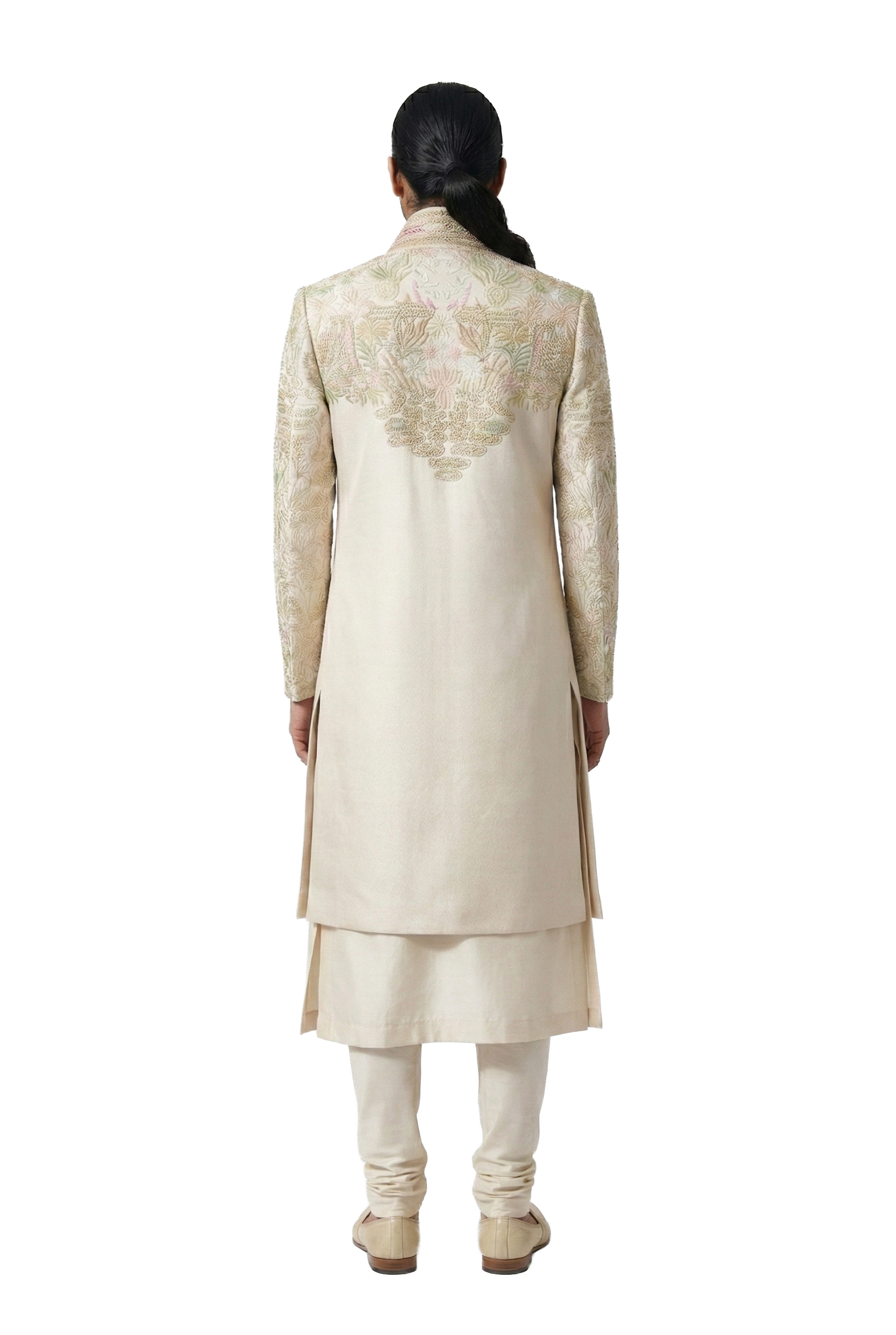 Ivory Hand-Embroidered Sherwani 