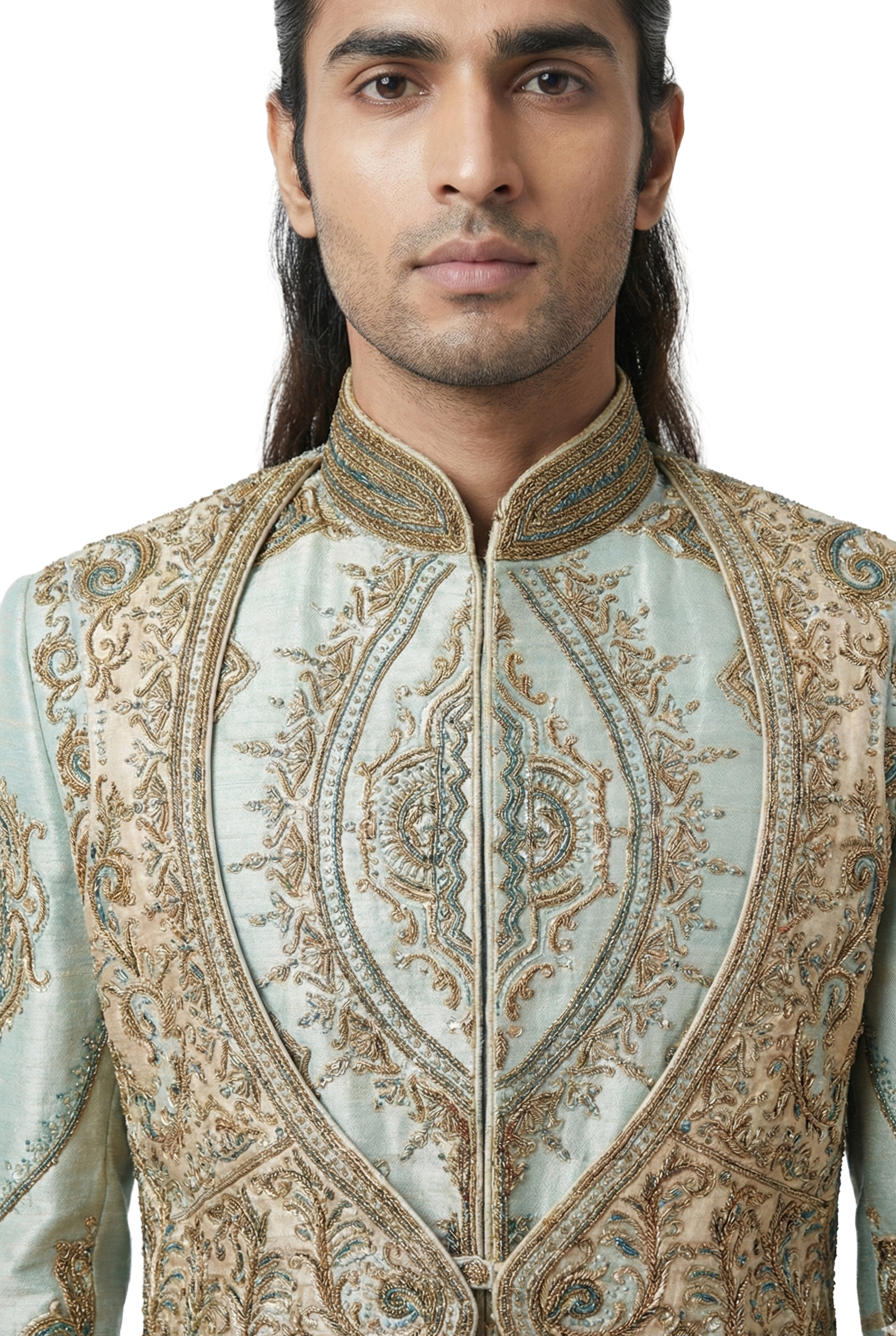 Blue Intricately Embroidered Sherwani