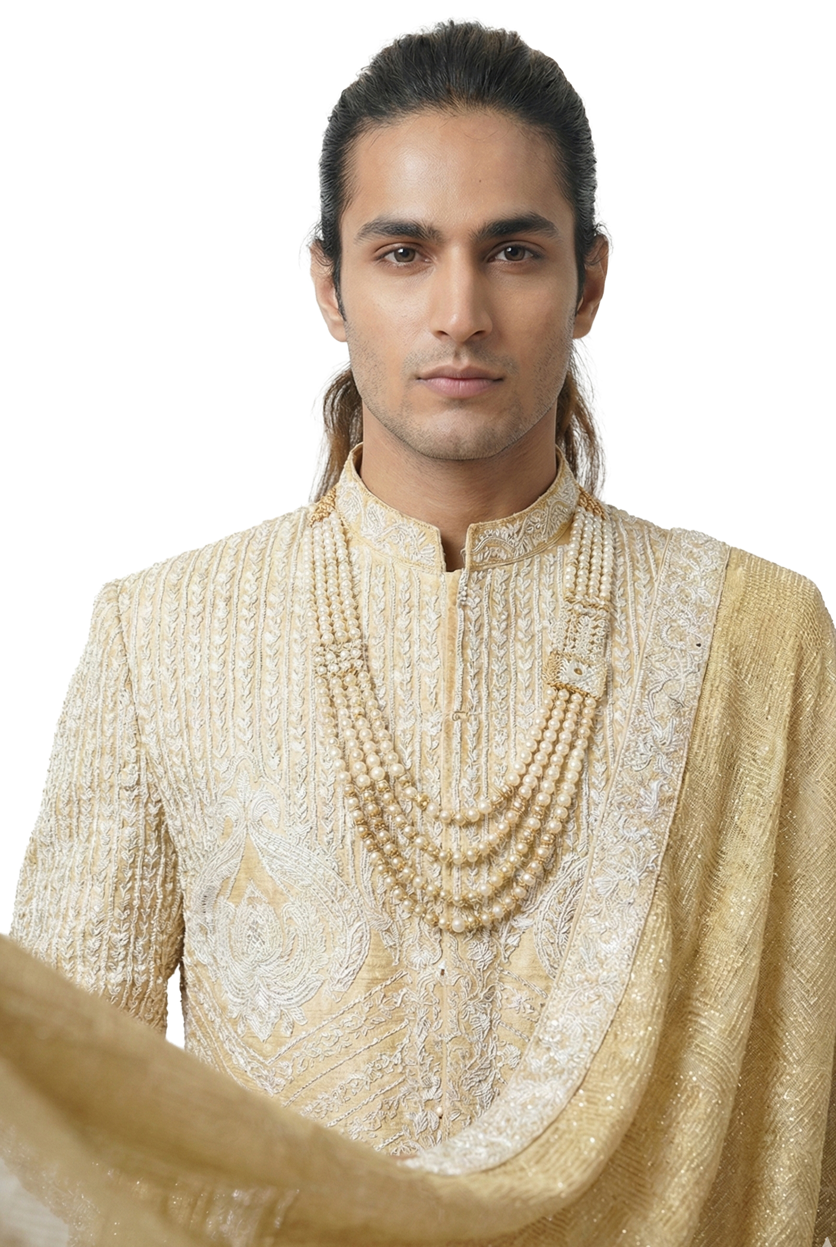Gold Hand-Embroidered Sherwani