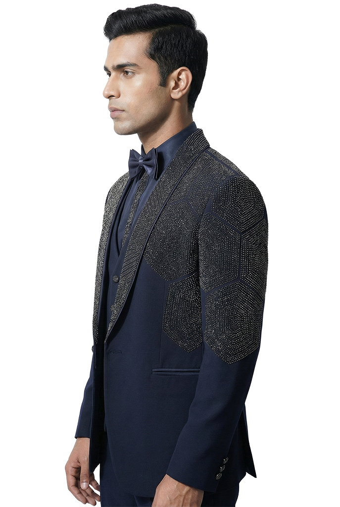 Elegant navy patterned blazer