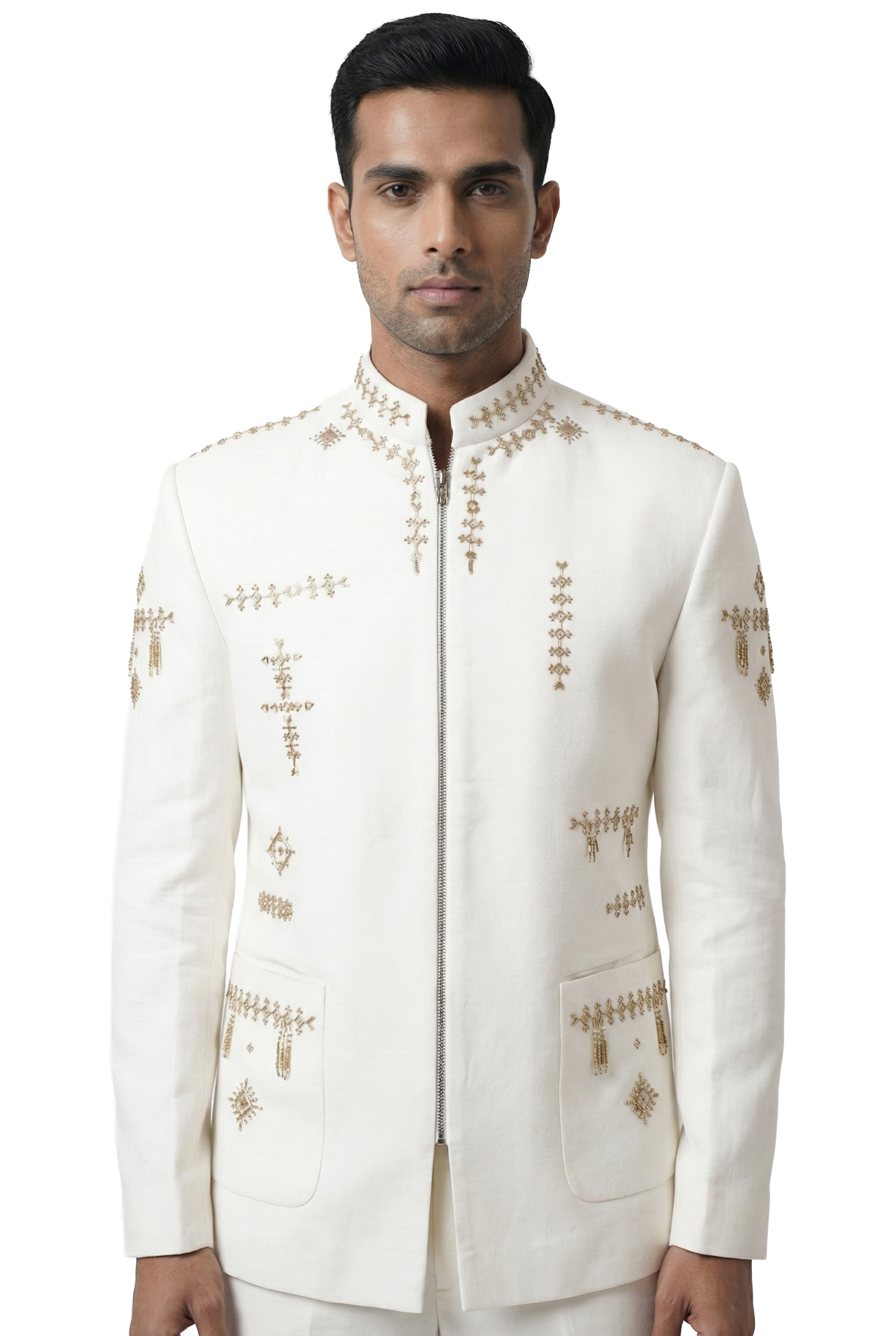 Ivory Embroidered Bandhgala Jacket