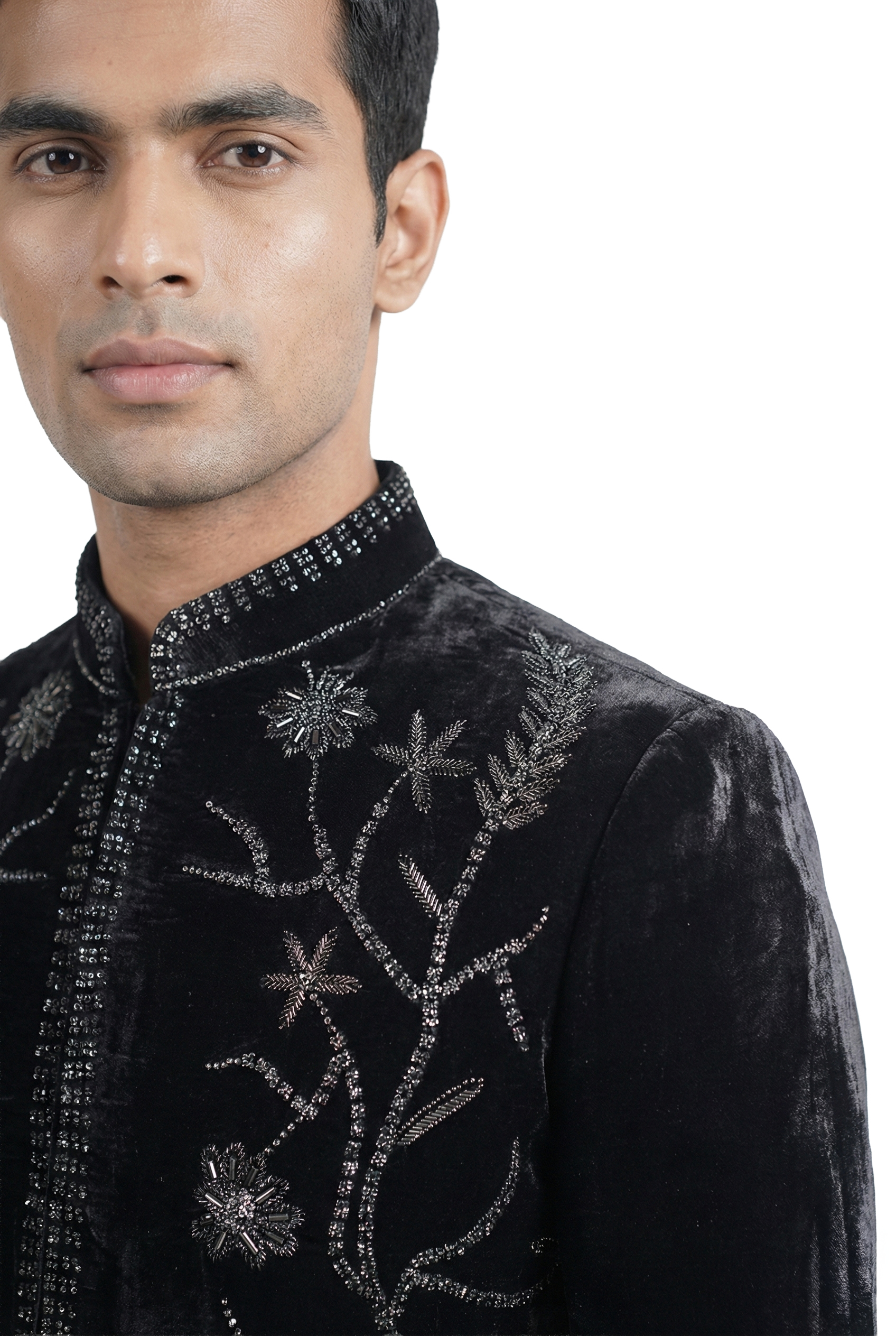 Black Embroidered Bandhgala Jacket