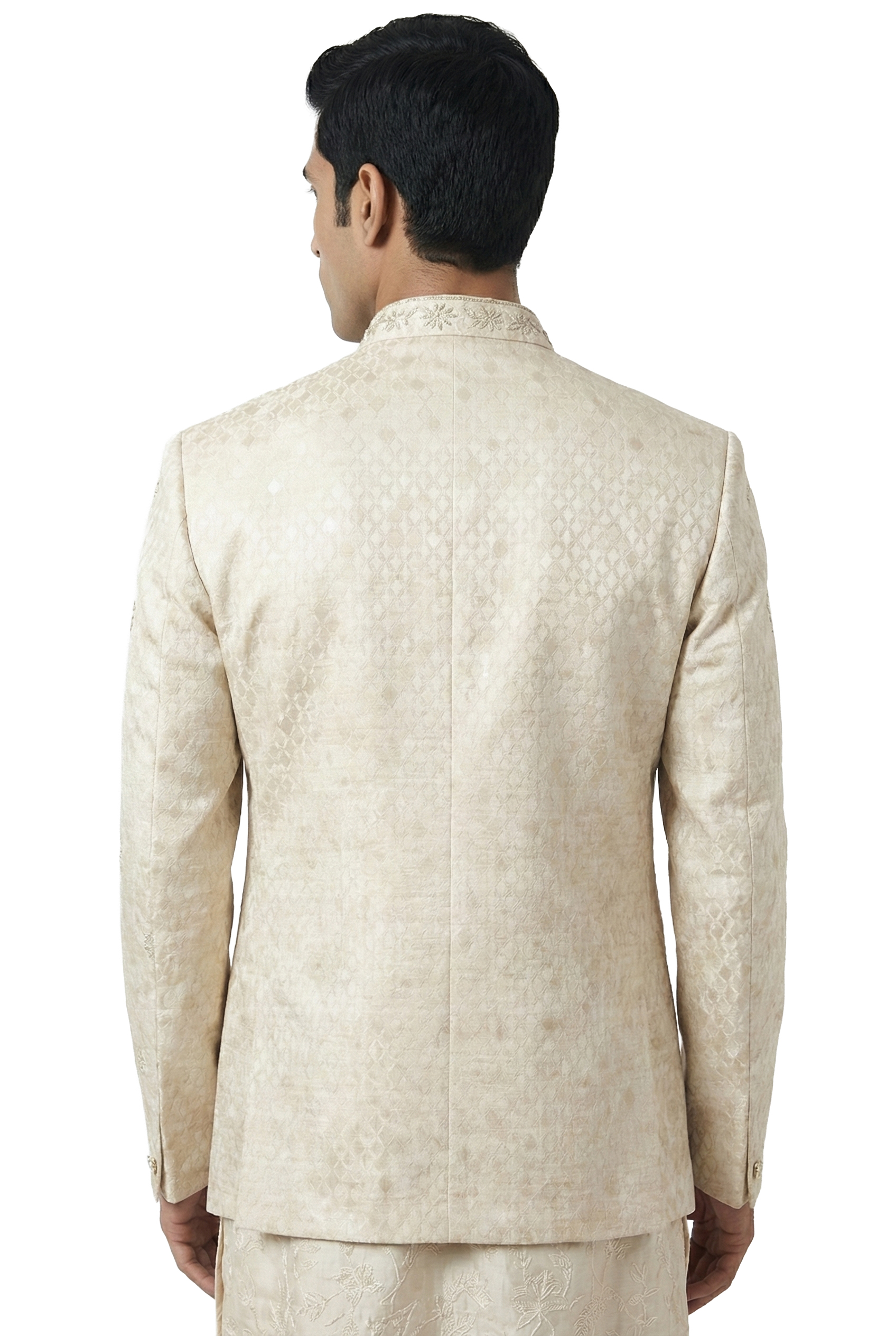 Ivory Embroidered Open-Style Jacket Set