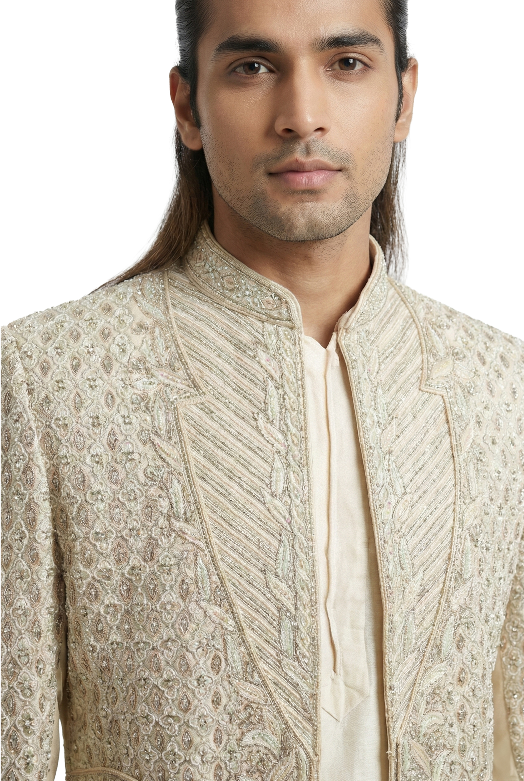 Ivory Hand-Embroidered Sherwani