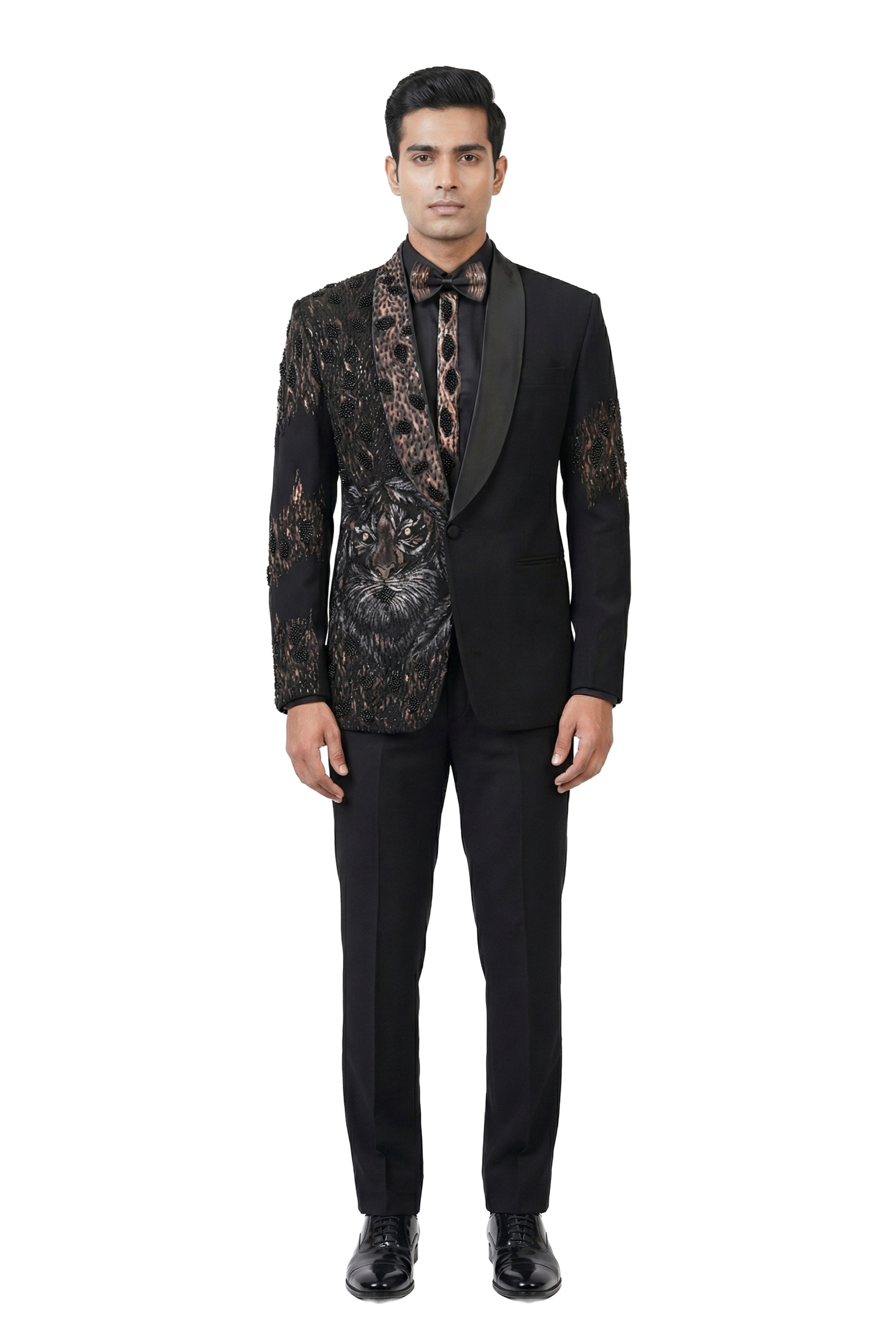 Elegant Black Embroidered Blazer