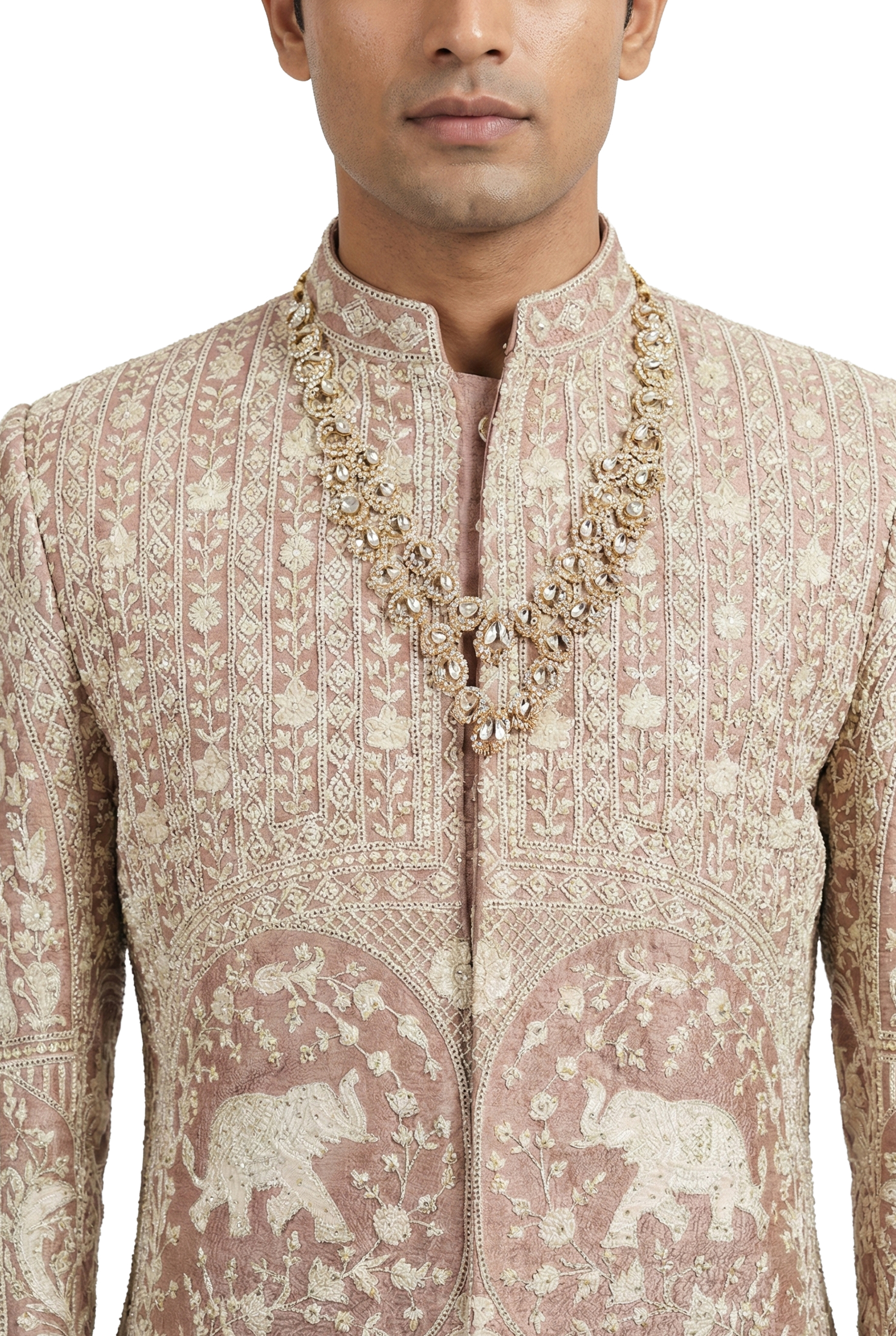 Pink Hand-Embroidered Sherwani 