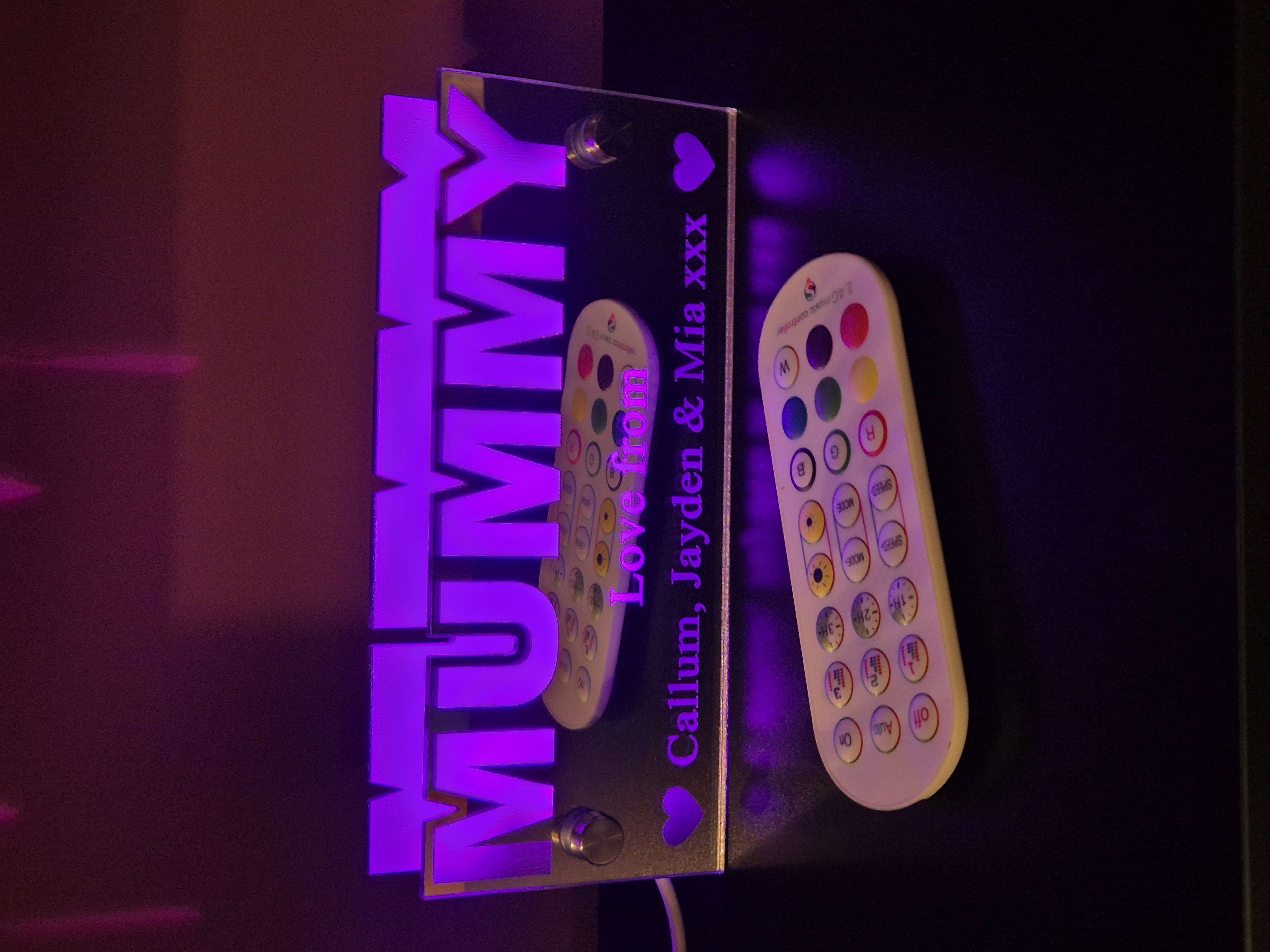 Personalised Mummy LED Sign, Colour Changing Night Light