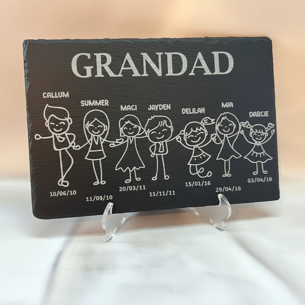 Personalised Grandad Slate Plaque (Read description before ordering)