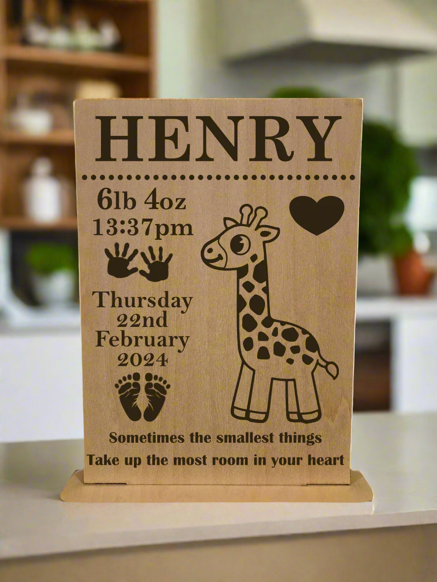 Personalised Wooden Baby Birth Keepsake Plaque