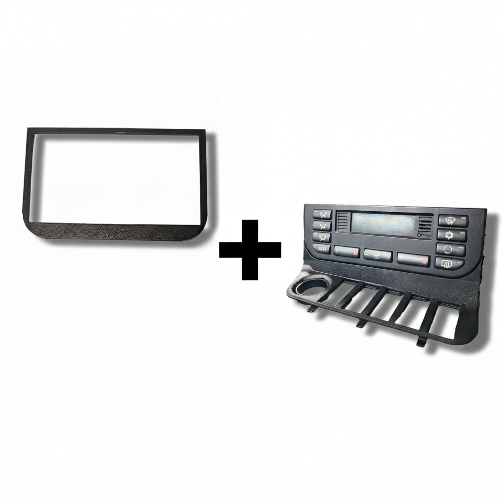 BMW E36 Double-DIN Bezel + HVAC Relocation Kit – OEM-Style Leather Finish