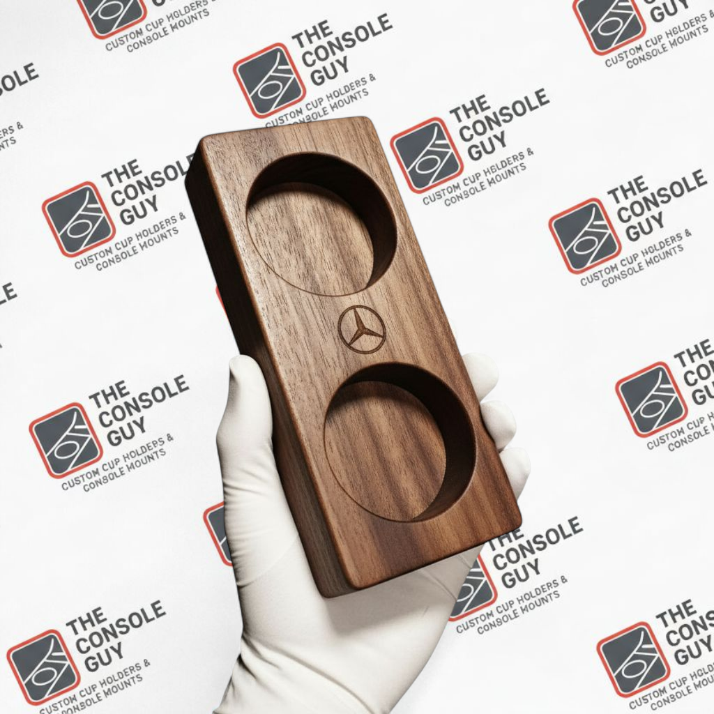 Premium & Elegant: Hand-Carved Mahogany Cup Holder for Mercedes 190e (USA Made)