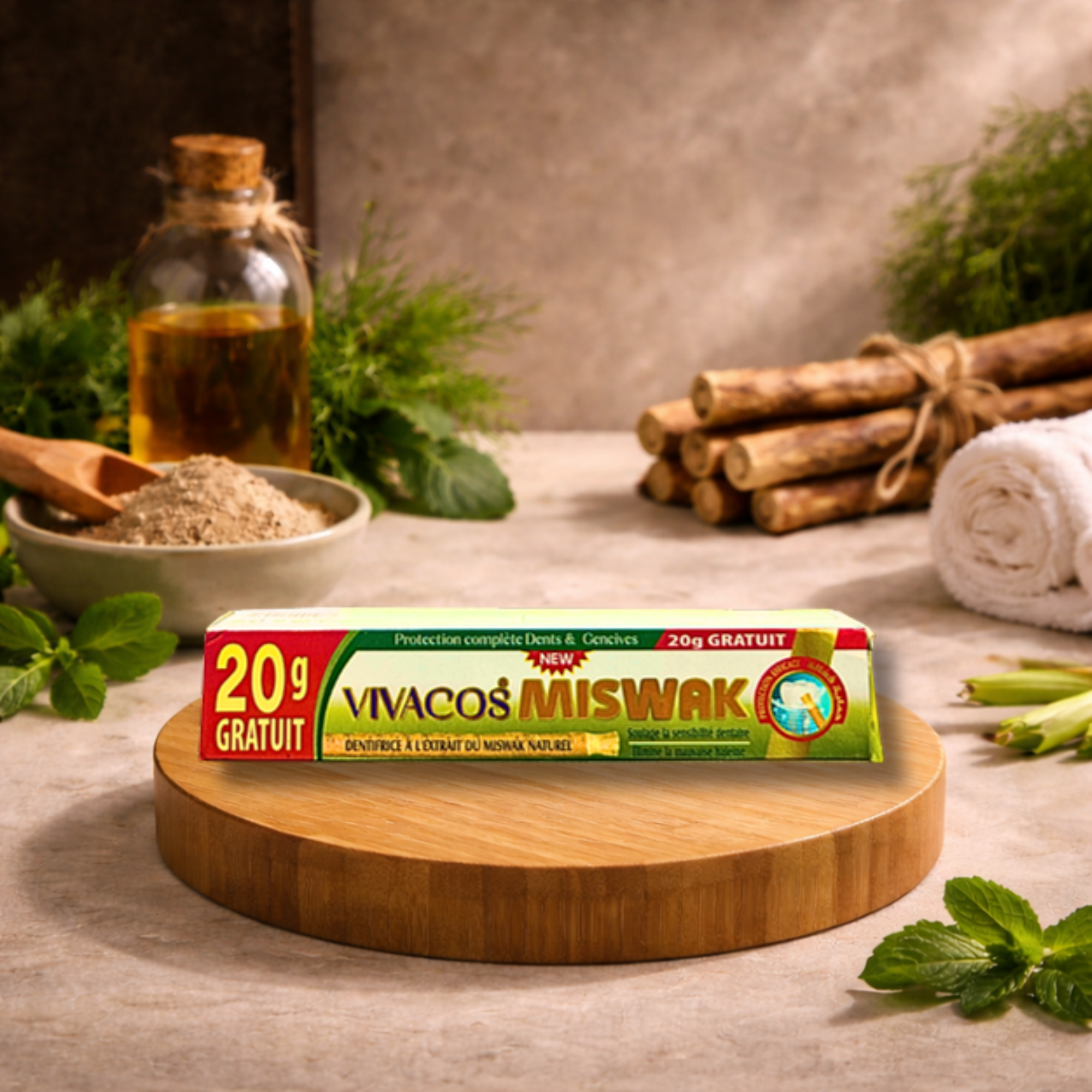 Dentifrice Vivacos Miswak | Protection Complète Dents & Gencives | À l'Extrait de Miswak Naturel