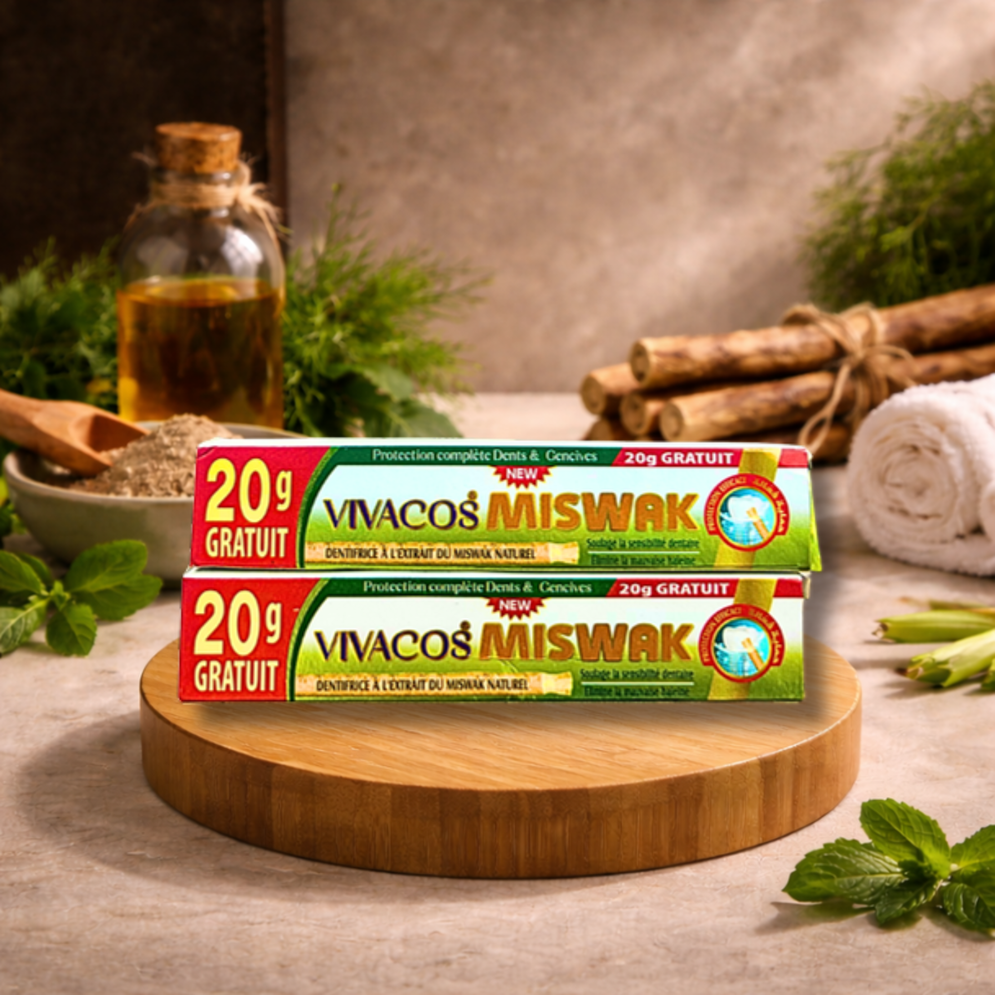 Dentifrice Vivacos Miswak | Protection Complète Dents & Gencives | À l'Extrait de Miswak Naturel