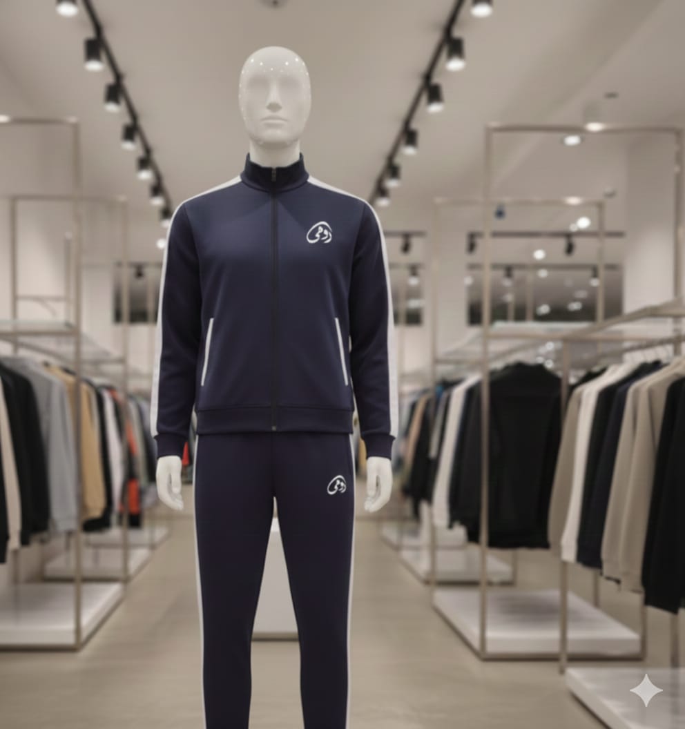 Men's Navy Blue Winter Tracksuit with White stripes | Men's Zipper