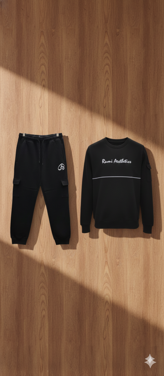 Rumi Aesthetics Black Tracksuit in Cotton Fleece