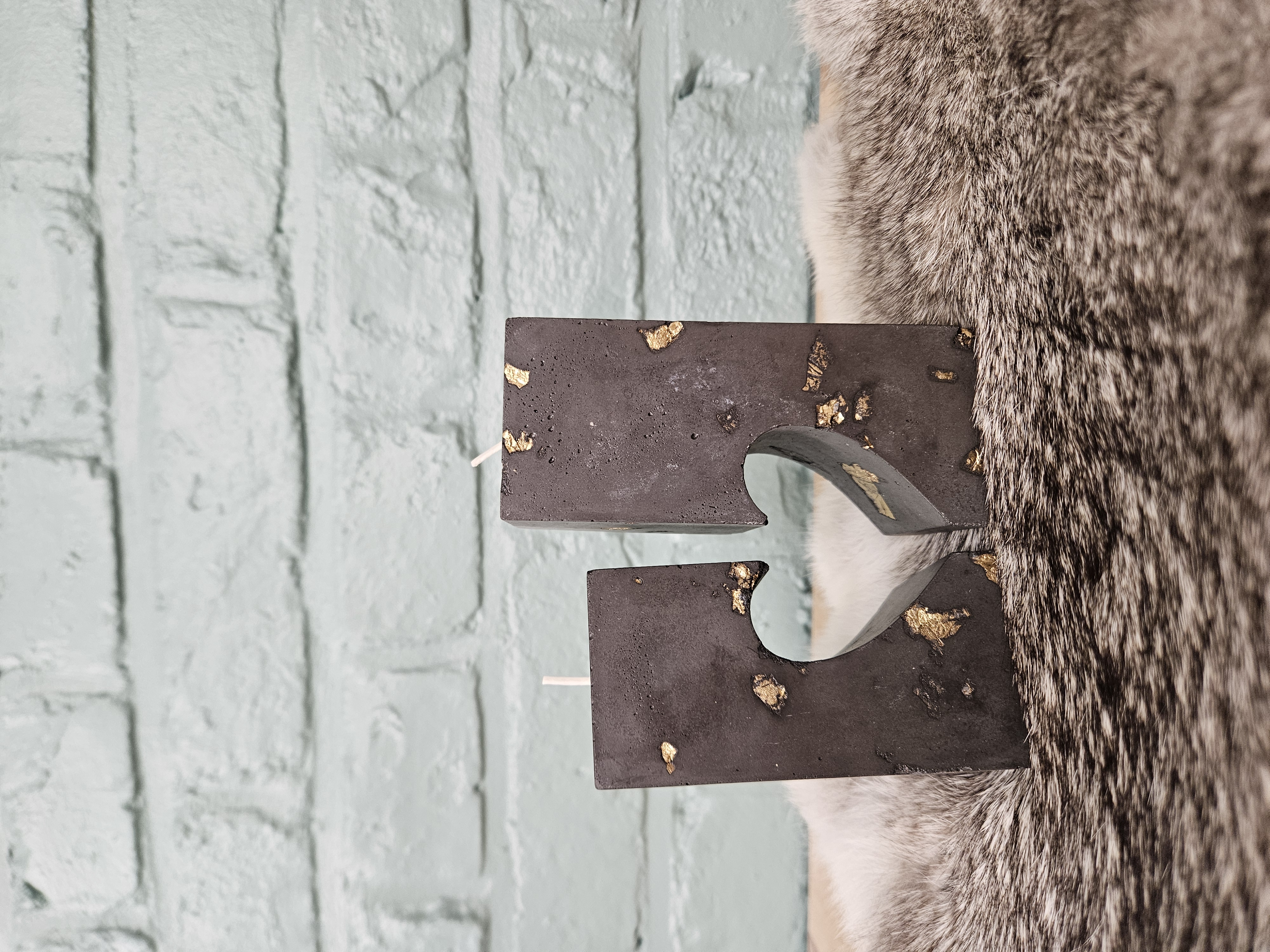 porte bougie coeur noir et or