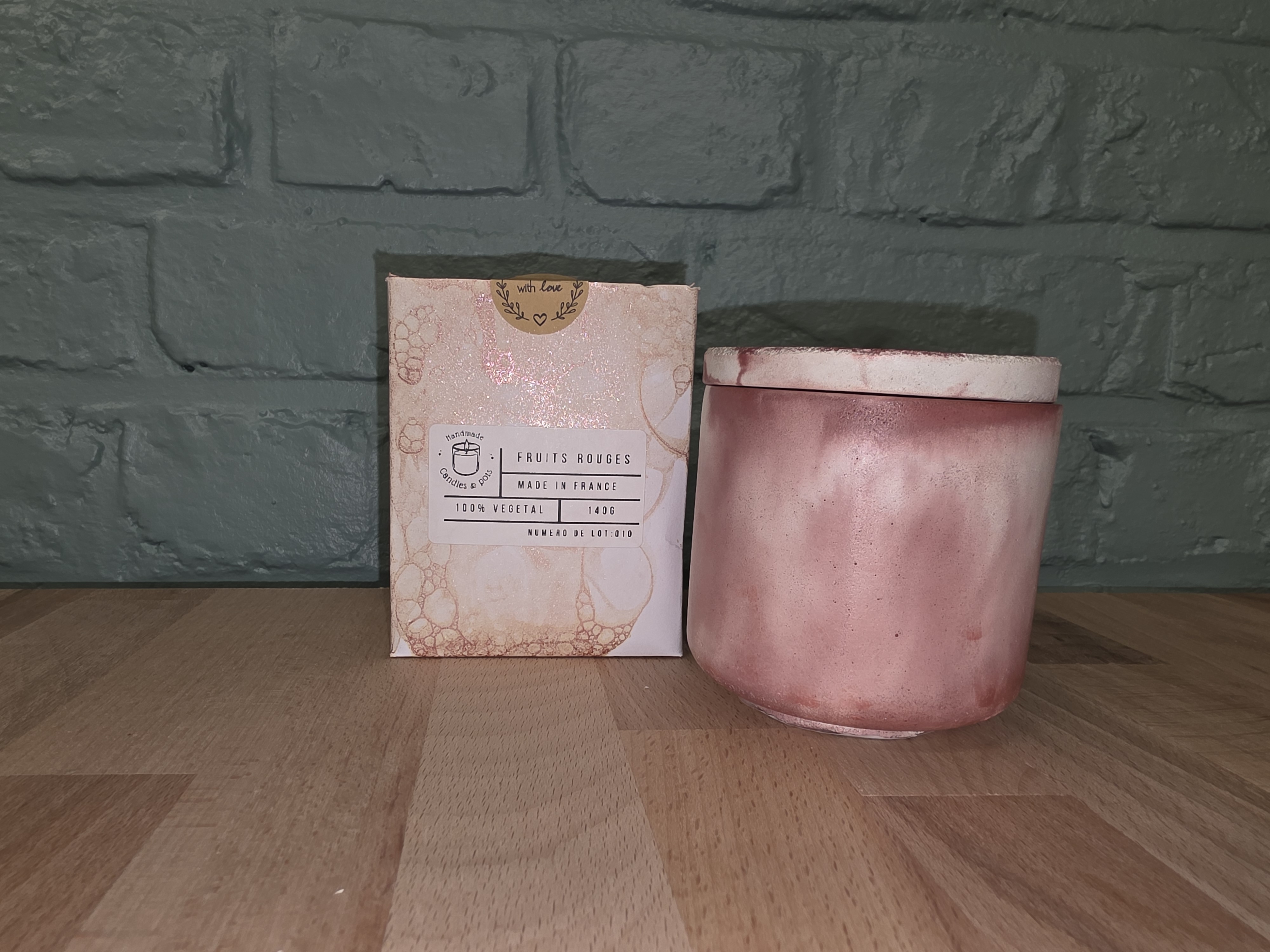 Bougie en pot lisse rouge et blanc