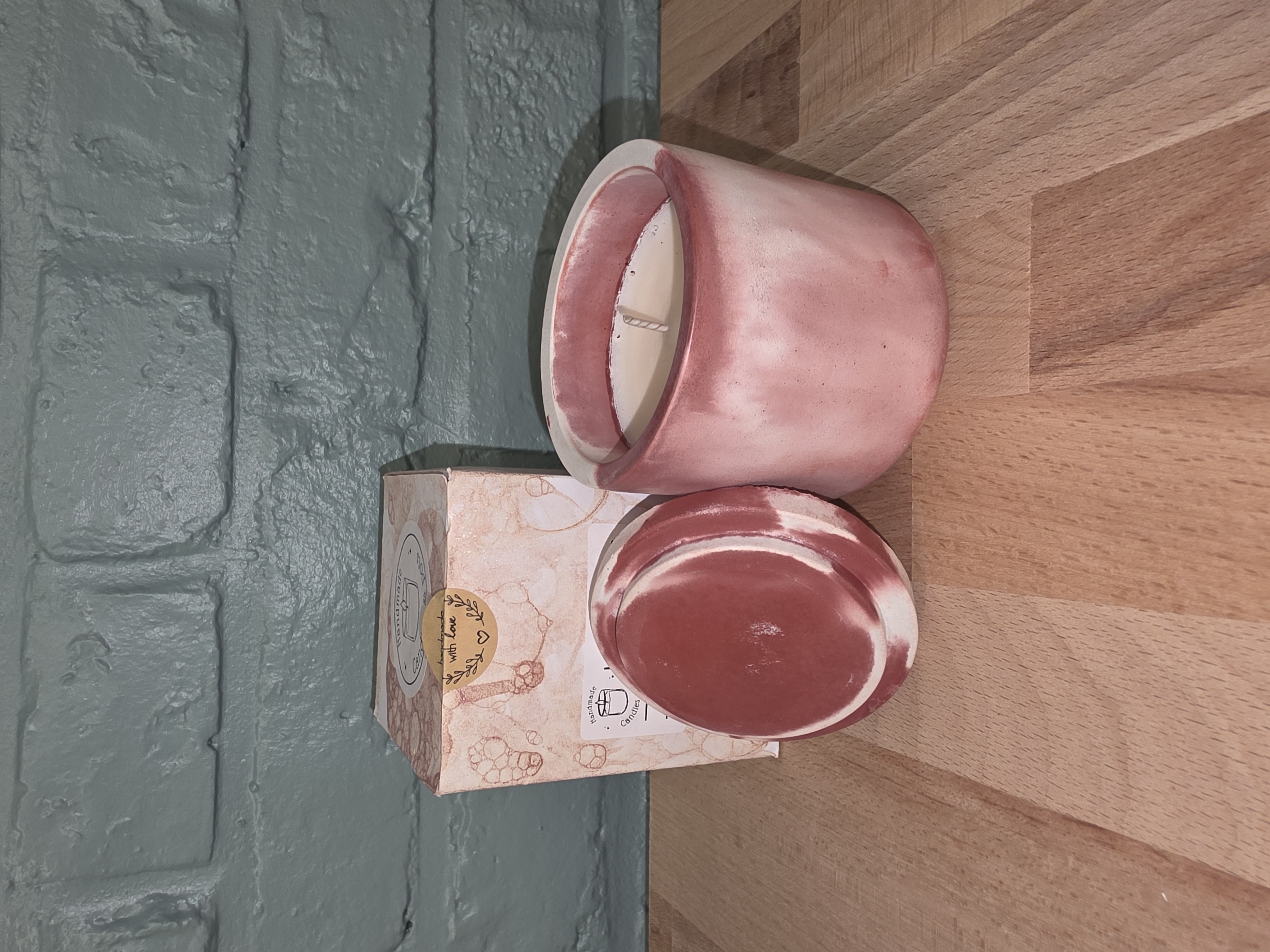 Bougie en pot lisse rouge et blanc