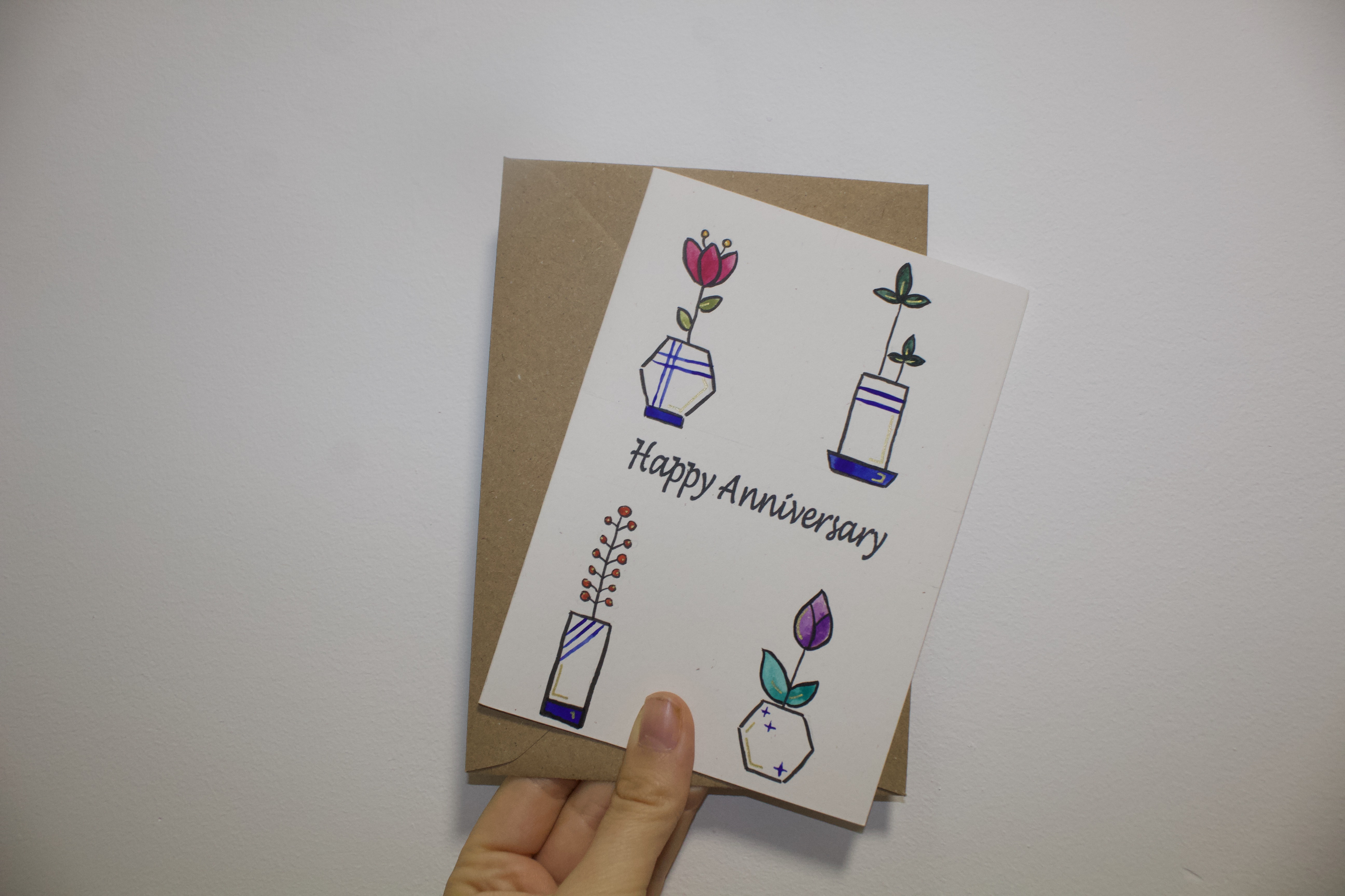 Plants Pot Cards Happy Anniversary