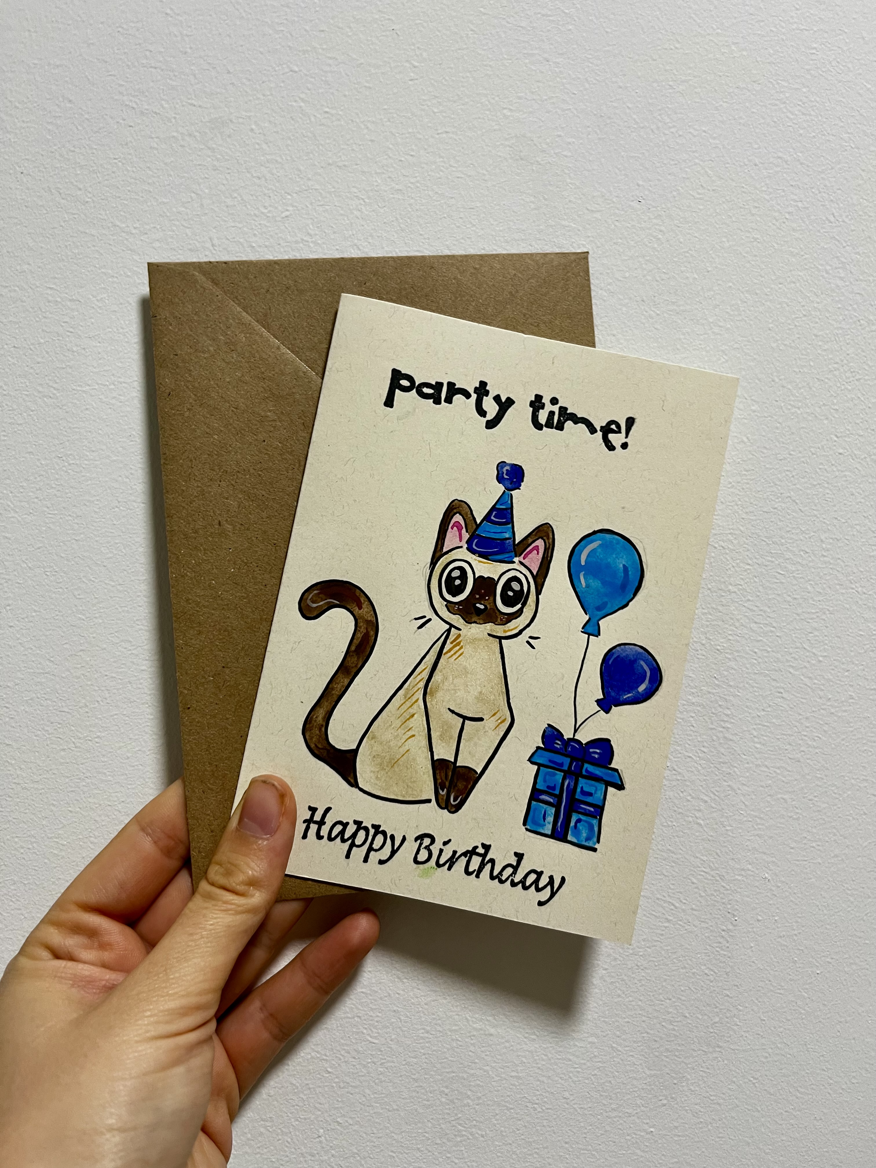 Happy Birthday Party Time Cat Card