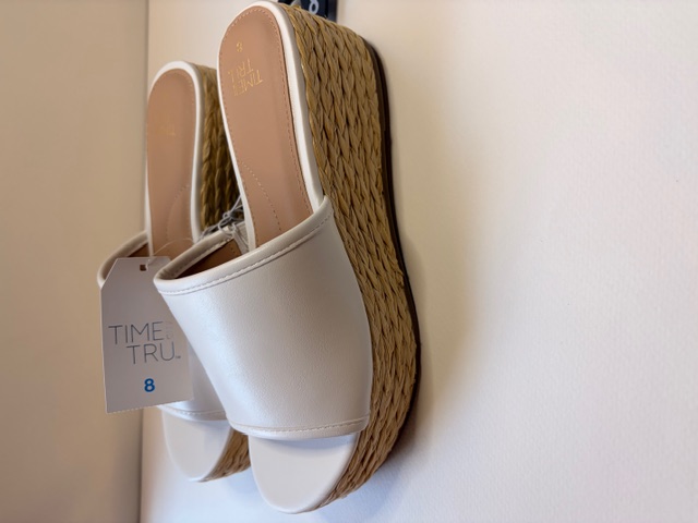 White Platform Slide Sandals Size 8