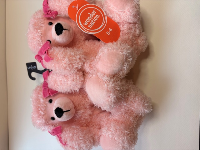 Pink Plush Teddy Bear slippers