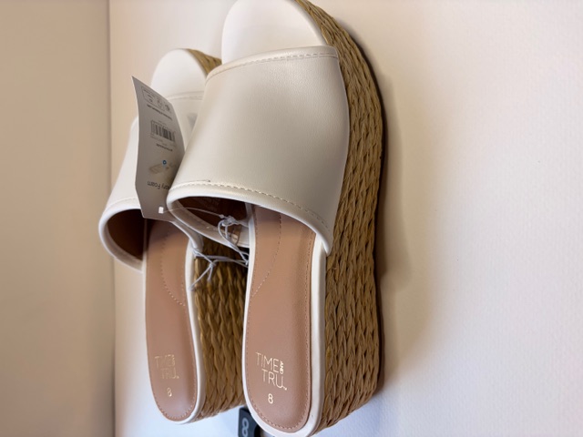 White Platform Slide Sandals Size 8