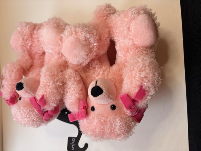 Pink Plush Teddy Bear slippers