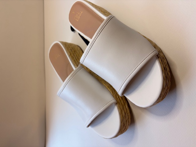 White Platform Slide Sandals Size 8
