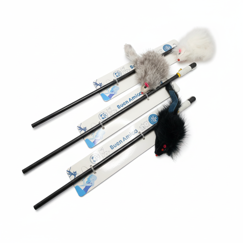 Varita juguetes con ratón para gatos