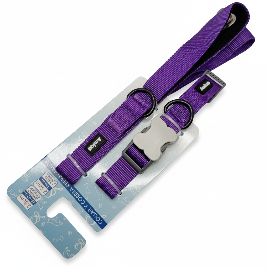 Collar y correa reforzados para perros 2.5 cm