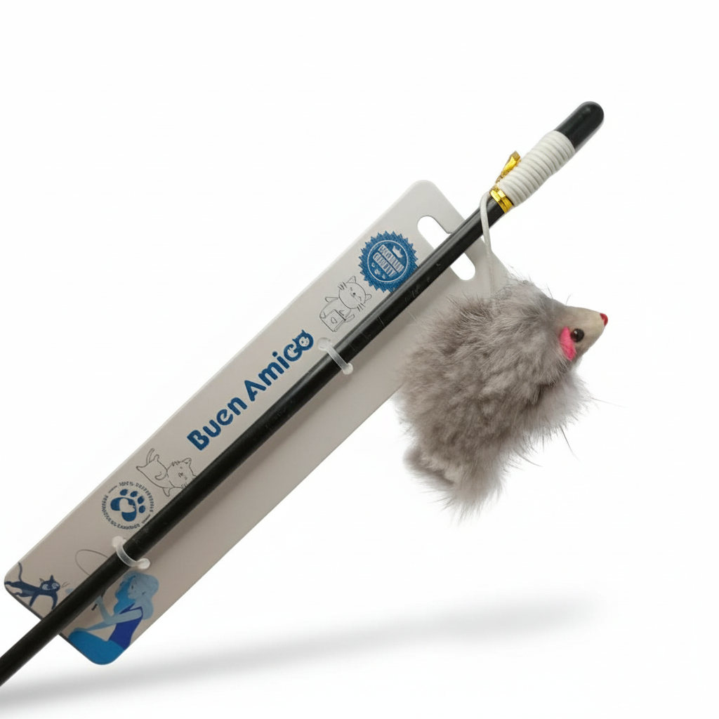Varita juguetes con ratón para gatos