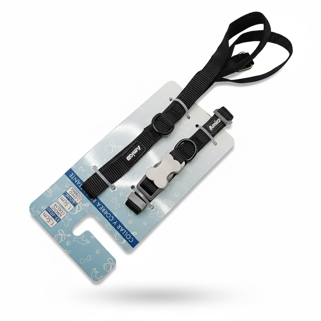 Collar y Correa Reforzados para Perro 1.5 cm