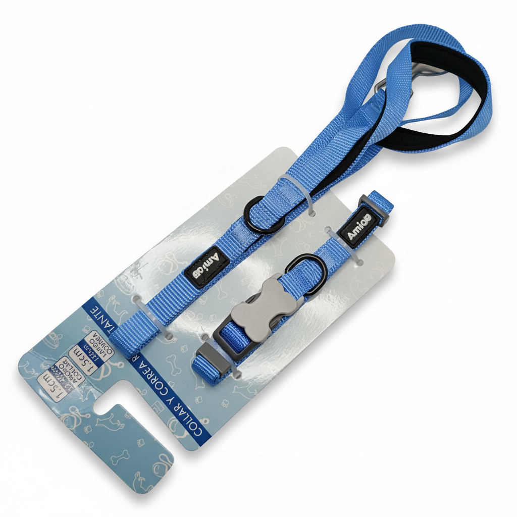 Collar y Correa Reforzados para Perro 1.5 cm